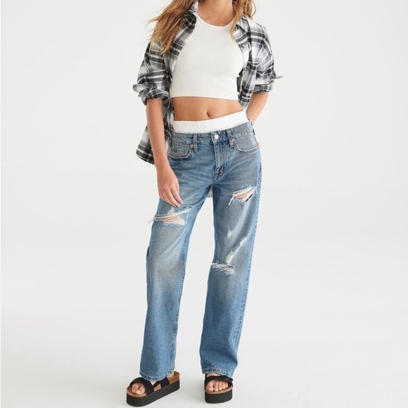 NWT Aeropostale Women’s Low-Rise 90’s Baggy Distressed Ripped Casual Jeans 6R - Picture 1 of 11